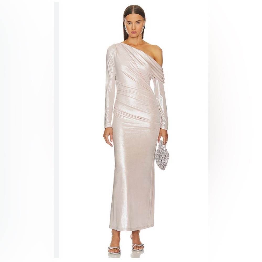 SIGNIFICANT OTHER Liliana Maxi Dress in Slipper Pink Elegant One-Shoulder Sz 10